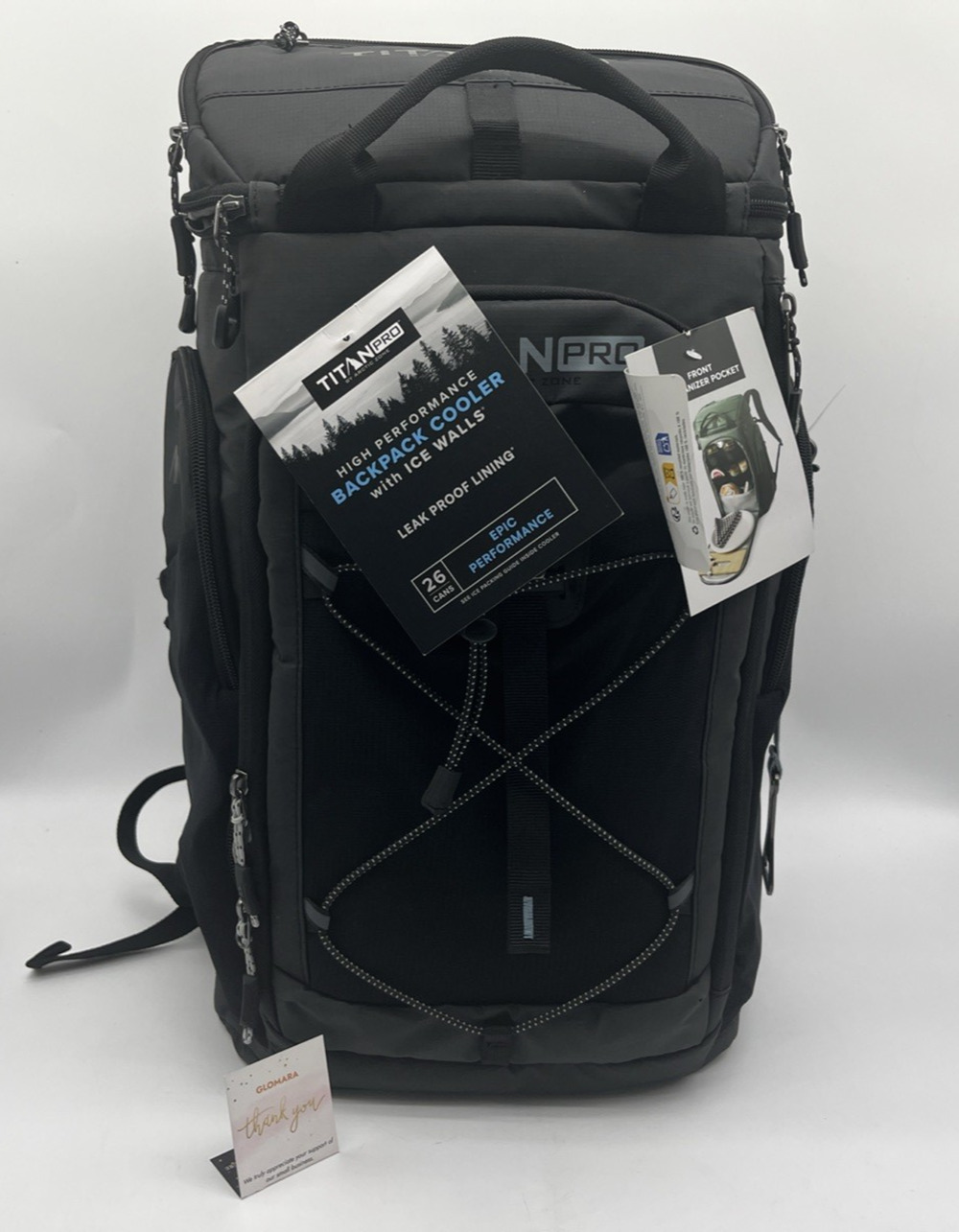 Titan PRO 26 Can Backpack Cooler Black 5 Compartments Ice Pack NEW